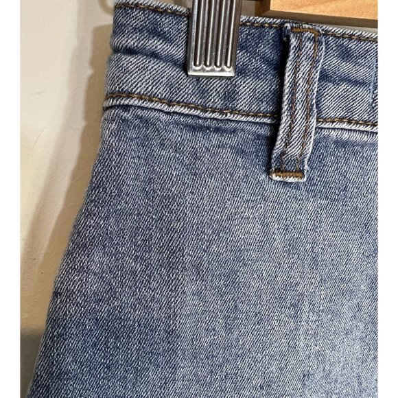 PAPAYA Jean Mini Skirt S Two Toned High Rise Blue‎ Raw Hem Denim Size Small - Picture 4 of 8